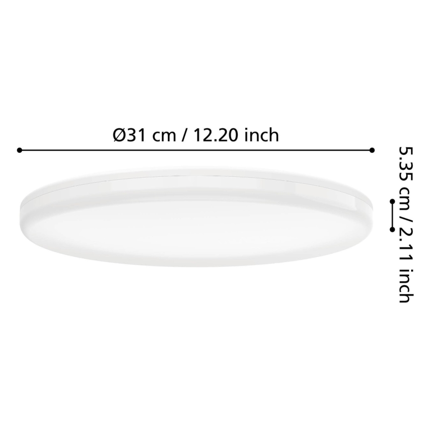 Eglo - LED φωτιστικό οροφής μπάνιου, 20W/230V, 2700/4000/6500K, Ø 31 εκ., IP54, λευκό