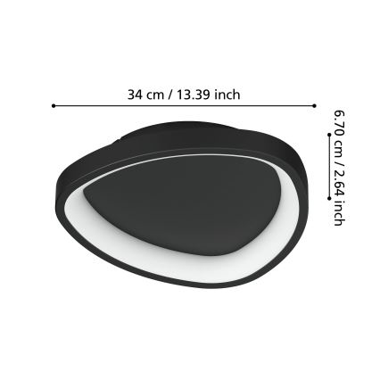 Eglo - LED Dimmable φωτιστικό οροφής LED/12W/230V 2700-6500K μαύρο + τηλεχειριστήριο
