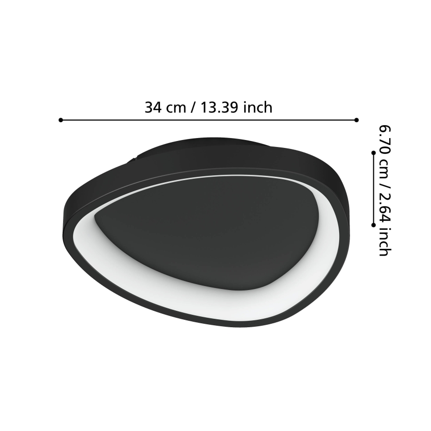Eglo - LED Dimmable φωτιστικό οροφής LED/12W/230V 2700-6500K μαύρο + τηλεχειριστήριο