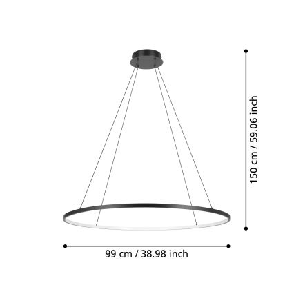 Eglo - Led Dimmable κρεμαστό φωτιστικό οροφής LED/40W/230V 2700-6500K μαύρο + τηλεχειριστήριο