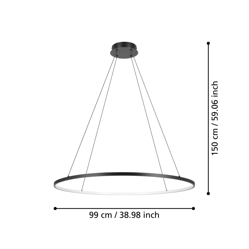 Eglo - Led Dimmable κρεμαστό φωτιστικό οροφής LED/40W/230V 2700-6500K μαύρο + τηλεχειριστήριο