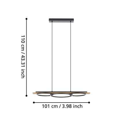 Eglo - Led Dimmable κρεμαστό φωτιστικό οροφής 2xLED/12,5W/230V+1xLED/15,5W 3000K μπεζ/μαύρο