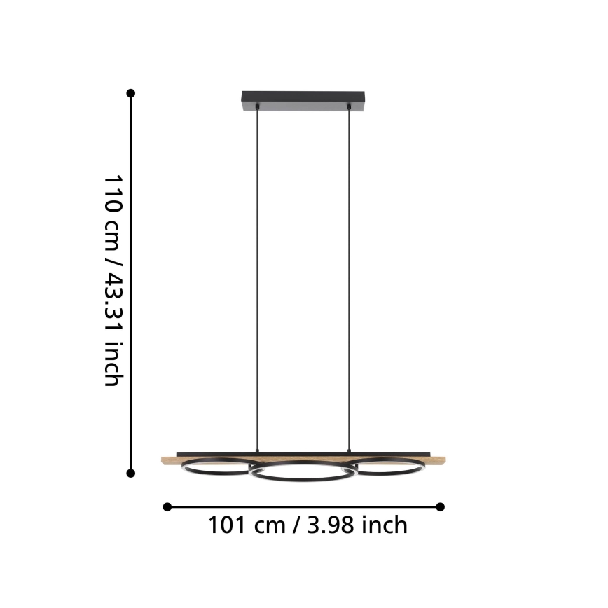 Eglo - Led Dimmable κρεμαστό φωτιστικό οροφής 2xLED/12,5W/230V+1xLED/15,5W 3000K μπεζ/μαύρο
