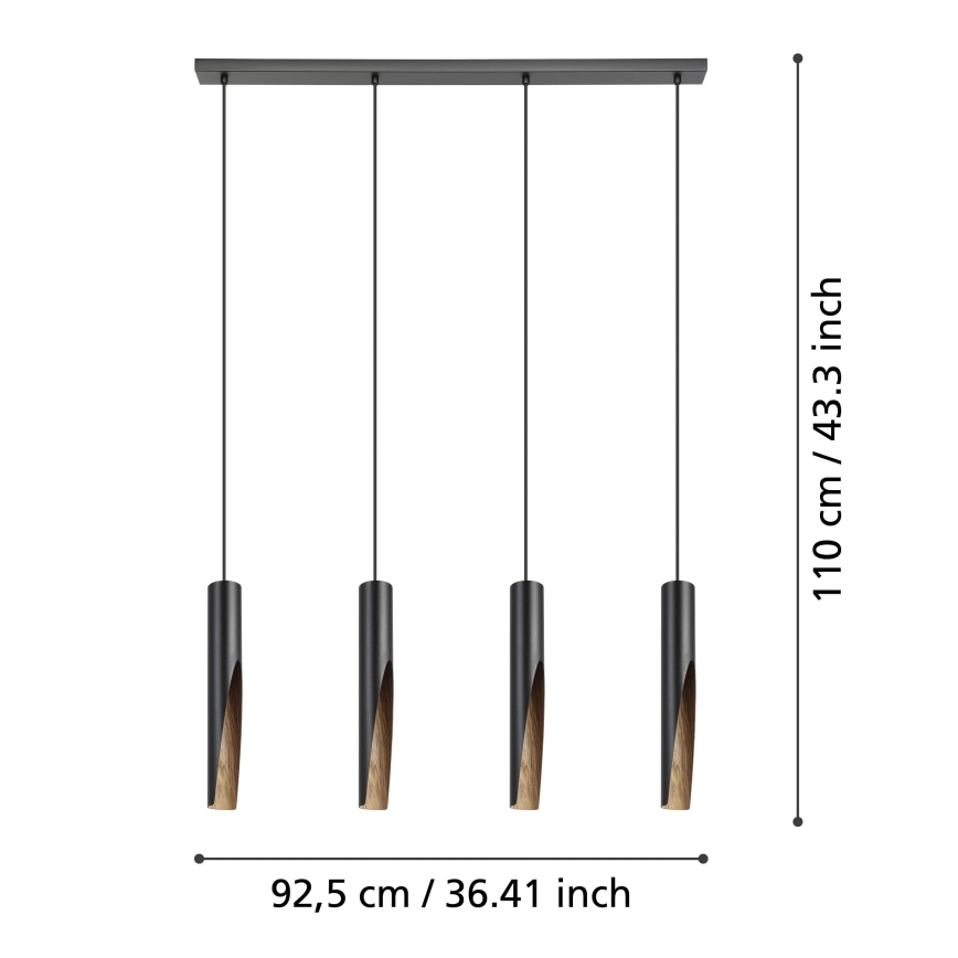 Eglo -  Κρεμαστό φωτιστικό οροφής LED 4xGU10/4,5W/230V 3000K μαύρο/καφέ
