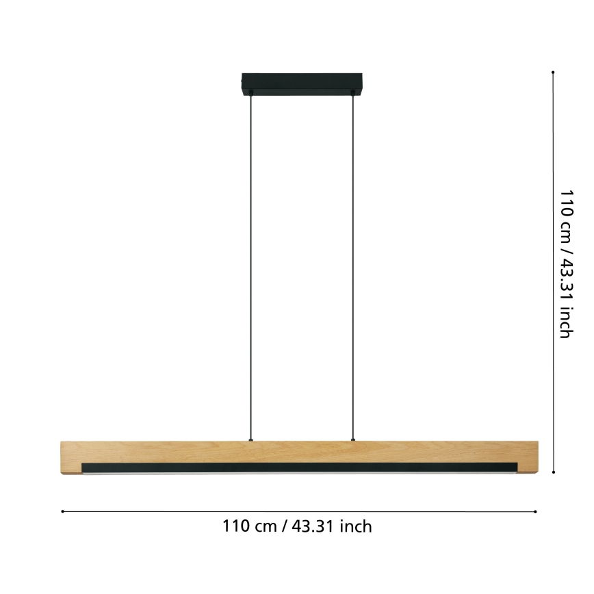 Eglo - Led Dimmable κρεμαστό φωτιστικό οροφής LED/25,5W/230V 3000K μαύρο/μπεζ