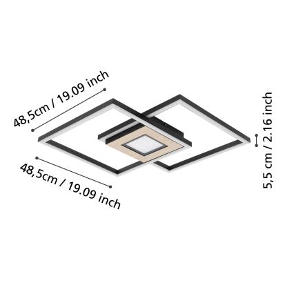 Eglo - LED ρυθμιζόμενο φωτιστικό οροφής 2xLED/17W/230V +LED/4,2W 2700-6500K + τηλεχειριστήριο
