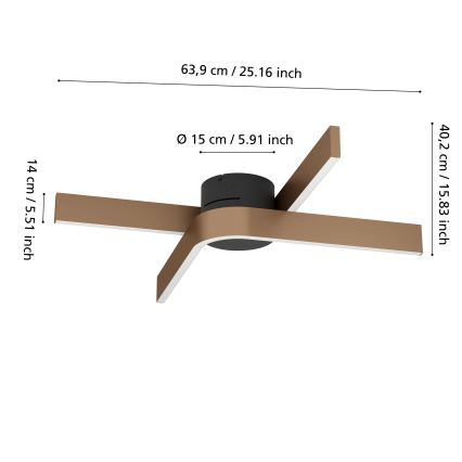 Eglo - LED RGBW Ρυθμιζόμενο φωτιστικό οροφής 2xLED/18W/230V 2700-6500K χάλκινο/μαύρο