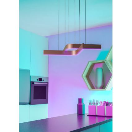 Eglo - LED RGBW Ρυθμιζόμενο κρεμαστό φωτιστικό με ανάρτηση σε καλώδιο 2xLED/18W/230V 2700-6500K χάλκινο/μαύρο