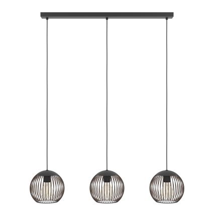 Eglo - Κρεμαστό φωτιστικό με καλώδιο 3xE27/60W/230V μαύρο