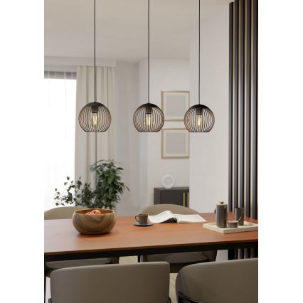 Eglo - Κρεμαστό φωτιστικό με καλώδιο 3xE27/60W/230V μαύρο