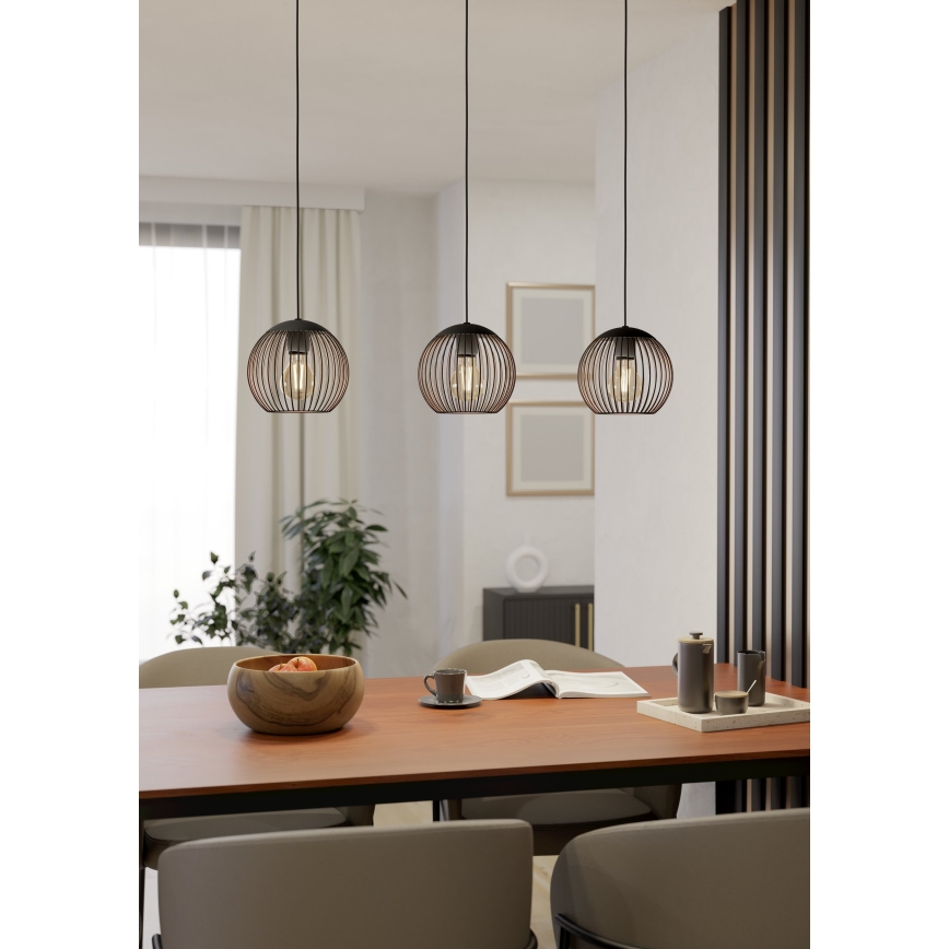 Eglo - Κρεμαστό φωτιστικό με καλώδιο 3xE27/60W/230V μαύρο