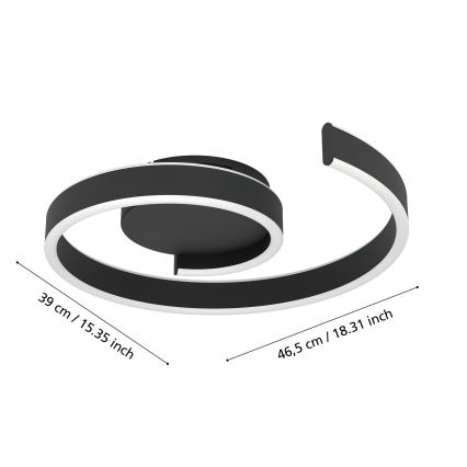 Eglo - LED Ρυθμιζόμενο φωτιστικό οροφής LED/37W/230V 3000-6500K μαύρο
