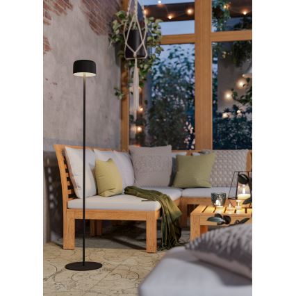 Eglo - Επιδαπέδιος ηλιακός επαναφορτιζόμενος LED λαμπτήρας με έλεγχο αφής, 2,8W/3,7V, 1800 mAh, IP44, μαύρο