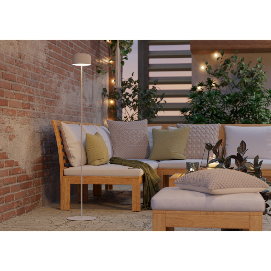 Eglo - Επαναφορτιζόμενη με ηλιακή φόρτιση επιδαπέδια λάμπα LED με έλεγχο αφής LED/2,8W/3,7V 1800 mAh IP44 λευκή