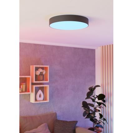 Eglo - Φωτιστικό οροφής LED RGBW, ρυθμιζόμενο, LED/26W/230V, 2700-6500K, Ø 49 cm, μαύρο