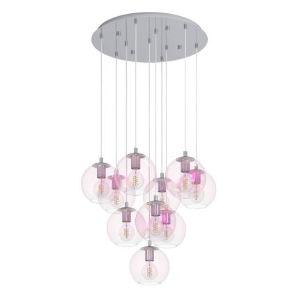 Eglo - Κρεμαστό φωτιστικό σε καλώδιο 10xE27/60W/230V, γυαλιστερό χρώμιο/διάφανο