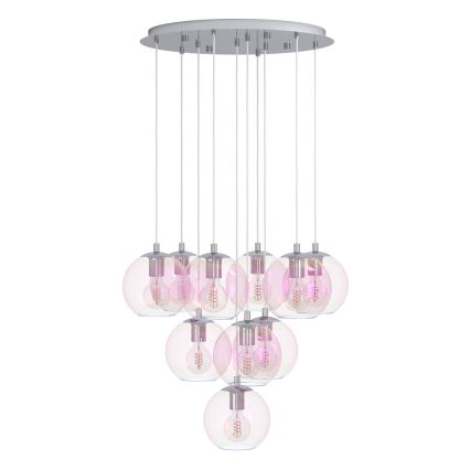 Eglo - Κρεμαστό φωτιστικό σε καλώδιο 10xE27/60W/230V, γυαλιστερό χρώμιο/διάφανο