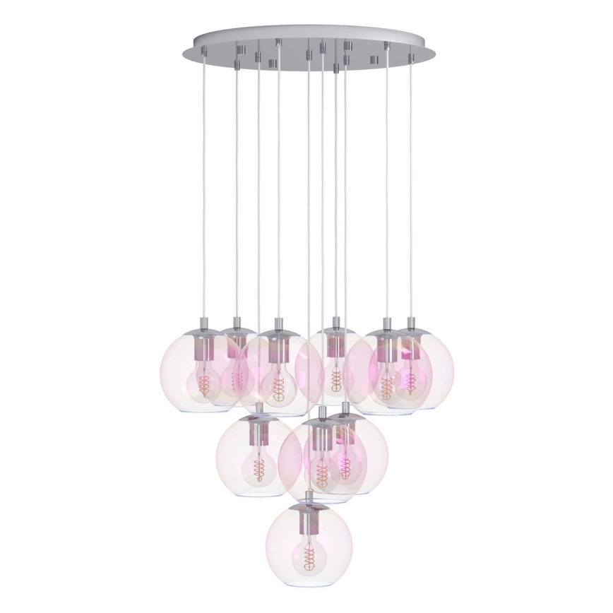 Eglo - Κρεμαστό φωτιστικό σε καλώδιο 10xE27/60W/230V, γυαλιστερό χρώμιο/διάφανο