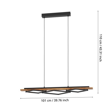 Eglo - LED ρυθμιζόμενο κρεμαστό φωτιστικό με καλώδιο 2xLED/13W/230V + LED/16W, μαύρο/καφέ