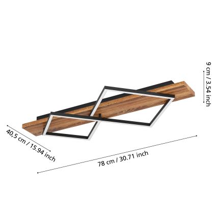 Eglo - Φωτιστικό οροφής LED/13W/230V + LED/15W μαύρο/καφέ
