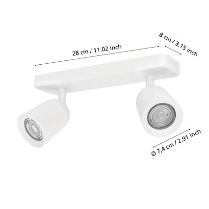 Eglo - Φωτιστικό σποτ 2xGU10/10W/230V λευκό
