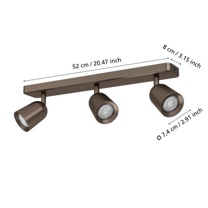 Eglo - Σποτ φωτιστικό 3xGU10/10W/230V μπρονζέ