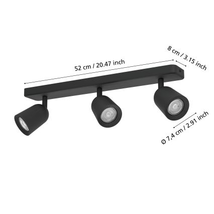 Eglo - Φωτιστικό σποτ 3xGU10/10W/230V μαύρο