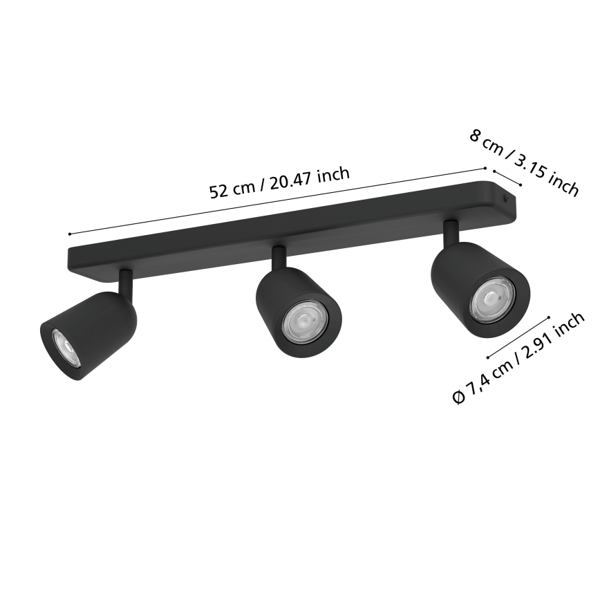Eglo - Φωτιστικό σποτ 3xGU10/10W/230V μαύρο