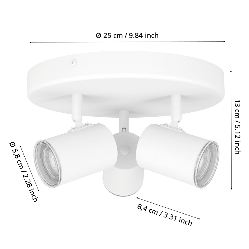 Eglo - Φωτιστικό σποτ μπάνιου 3xGU10/5W/230V pr. 25 cm IP44 λευκό