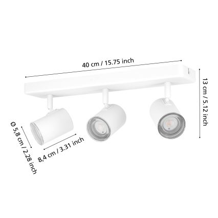 Eglo - Σποτ μπάνιου 3xGU10/5W/230V IP44 λευκό