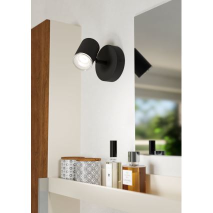 Eglo - Επιτοίχιο σποτ μπάνιου 1xGU10/5W/230V IP44 μαύρο