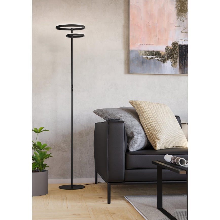 Eglo - Ρυθμιζόμενο φωτιστικό δαπέδου LED/16W/230V + LED/12W μαύρο