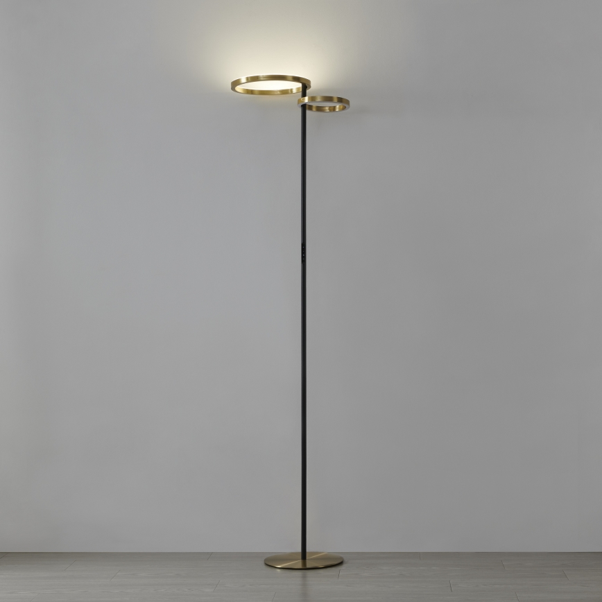 Eglo - Ρυθμιζόμενη επιδαπέδια λάμπα LED/16W/230V + LED/12W χρυσή/μαύρη