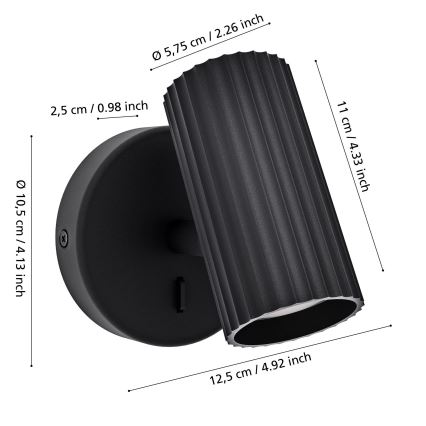 Eglo - Επιτοίχιο σποτ 1xGU10/5W/230V μαύρο