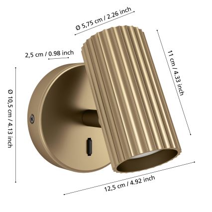 Eglo - Επιτοίχιο φωτιστικό σποτ 1xGU10/5W/230V χρυσό