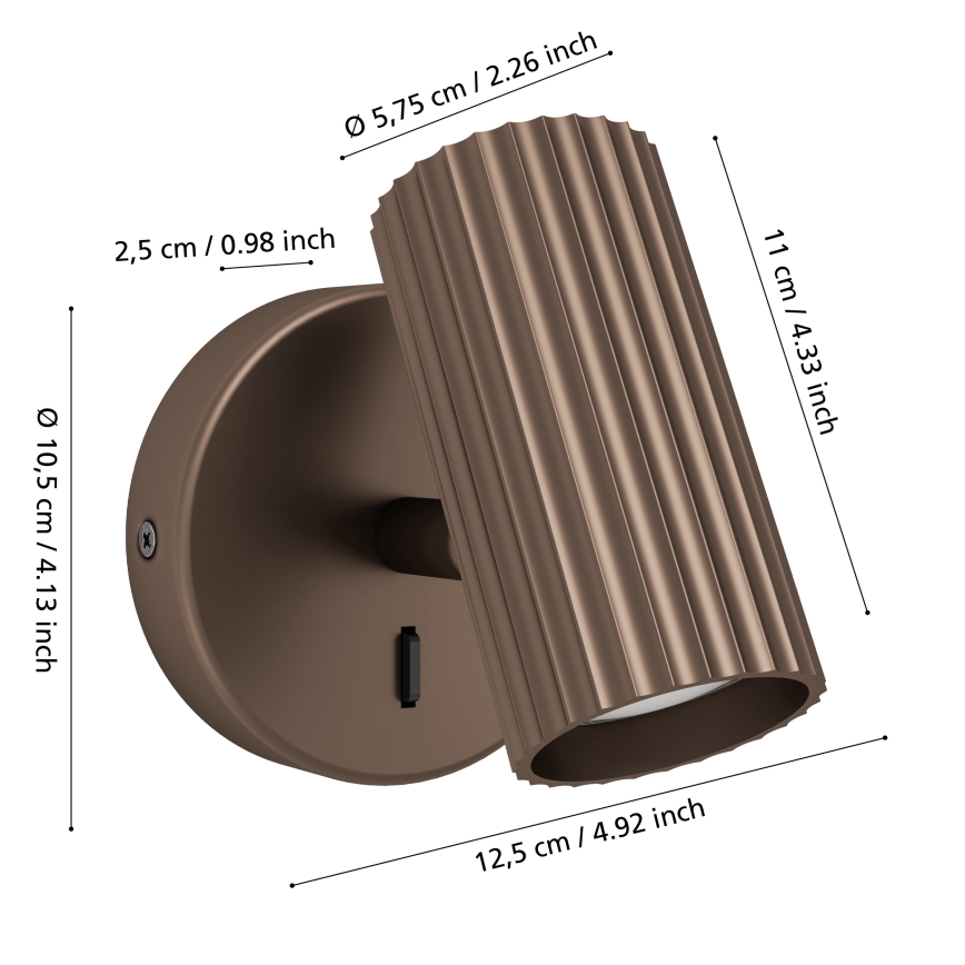 Eglo - Επιτοίχιο φωτιστικό σποτ 1xGU10/5W/230V καφέ