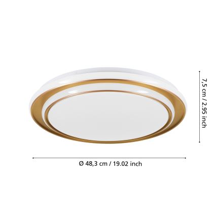 Eglo - Φωτιστικό οροφής LED, 36W, 230V, Ø 49 cm, χρυσό