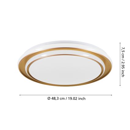 Eglo - LED φωτιστικό οροφής, 36W/230V, 2700/4000/6500K, διάμ. 49 εκ., χρυσό