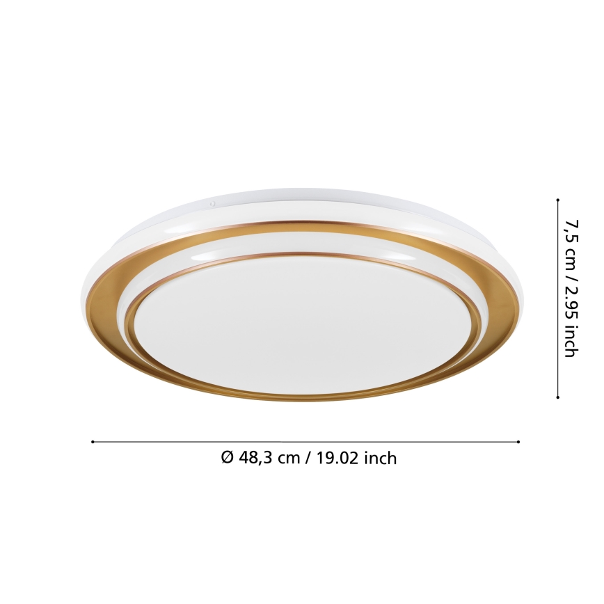 Eglo - LED φωτιστικό οροφής, 36W/230V, 2700/4000/6500K, διάμ. 49 εκ., χρυσό