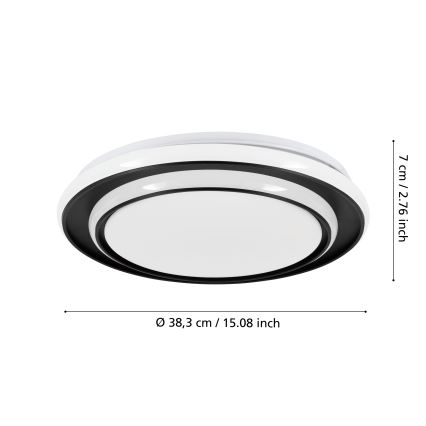 Eglo - Φωτιστικό οροφής LED 24W/230V, 2700/4000/6500K, Ø 40 cm, μαύρο