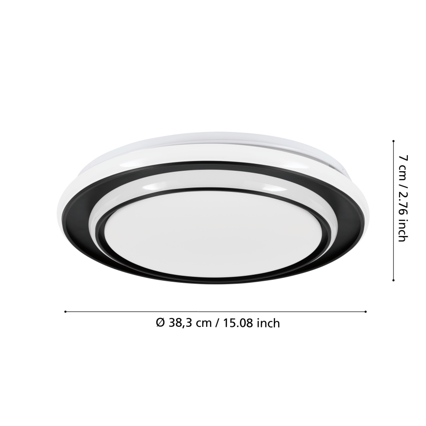 Eglo - Φωτιστικό οροφής LED 24W/230V, 2700/4000/6500K, Ø 40 cm, μαύρο