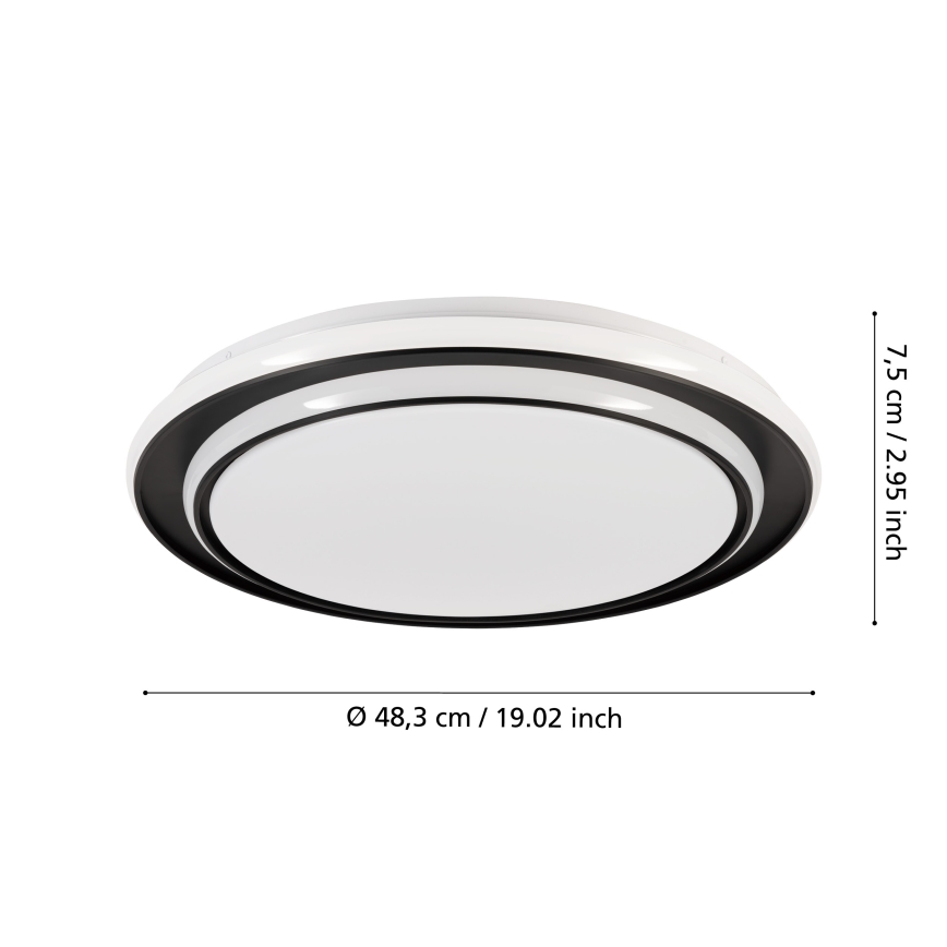 Eglo - Φωτιστικό οροφής LED/36W/230V 2700/4000/6500K διάμ. 49 cm μαύρο