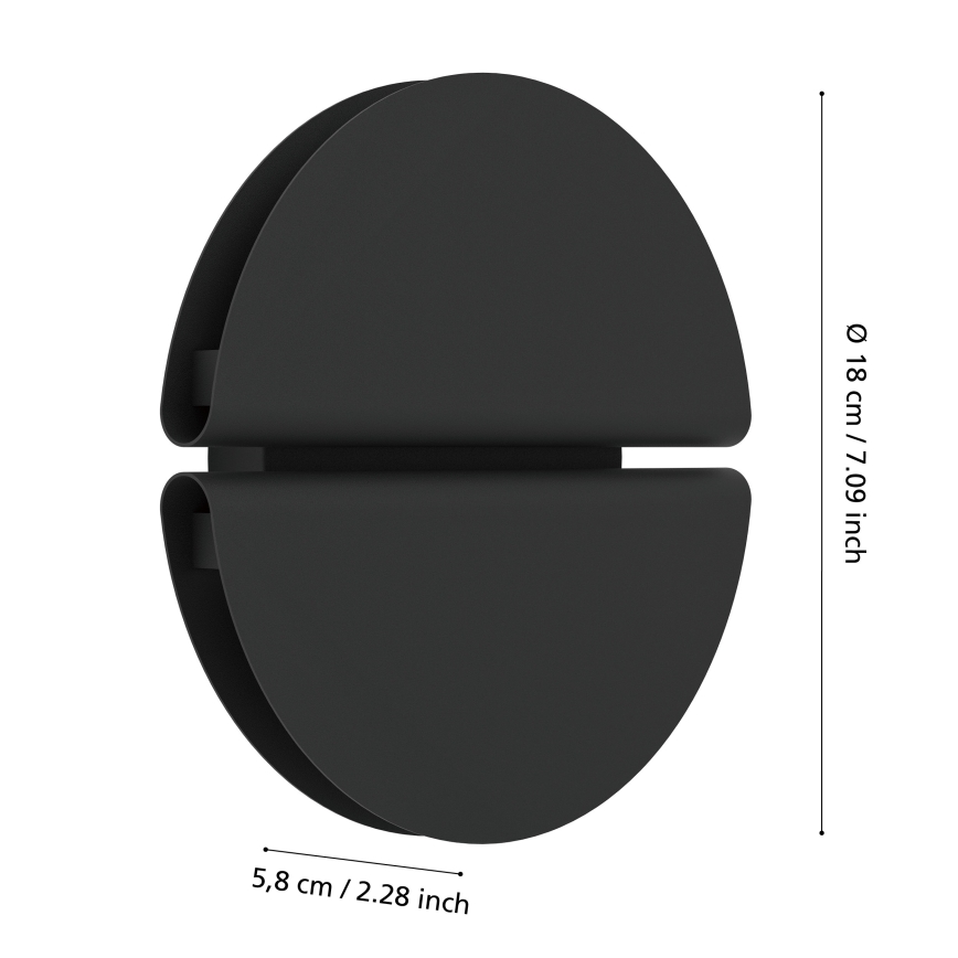Eglo - Εξωτερικό επιτοίχιο φωτιστικό LED/4,5W/230V 2700/4000/6500K IP44 μαύρο