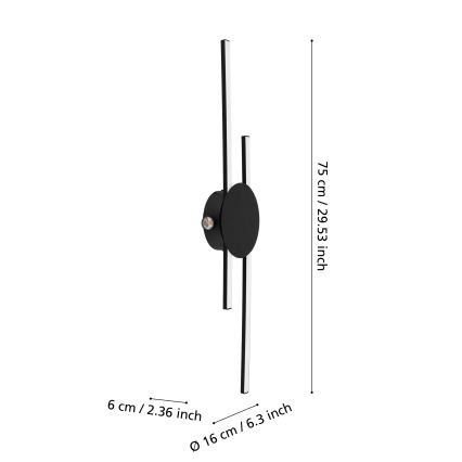 Eglo - Φωτιστικό τοίχου LED/20W/230V + LED/0,91W μαύρο