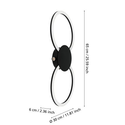 Eglo - Φωτιστικό τοίχου LED LED/20W/230V + LED/0,91W μαύρο