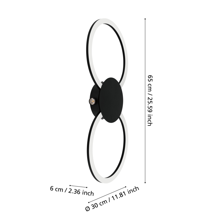 Eglo - Φωτιστικό τοίχου LED LED/20W/230V + LED/0,91W μαύρο