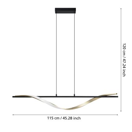 Eglo - LED κρεμαστό φωτιστικό σε καλώδιο LED/20W/230V 2700/4000/6500K μαύρο/χρυσό