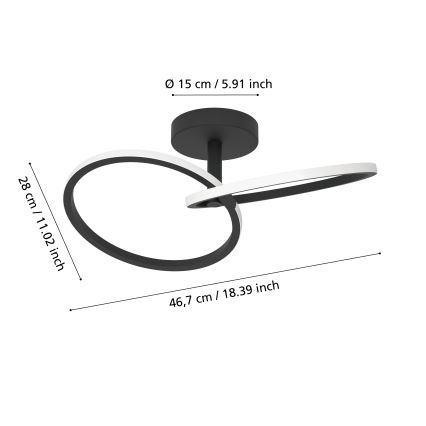 Eglo - Φωτιστικό οροφής LED/12W/230V 2700/4000/6500K μαύρο