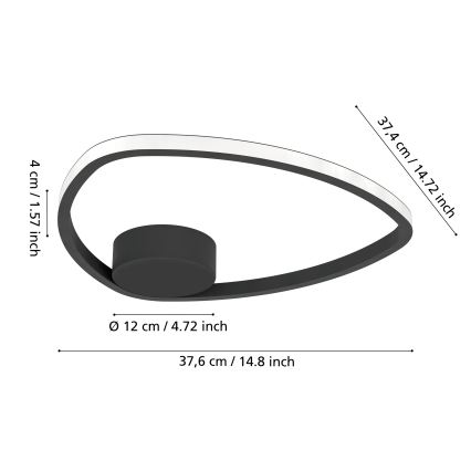 Eglo - Φωτιστικό οροφής LED/9,7W/230V 2700/4000/6500K Ø 37,5 εκ. μαύρο