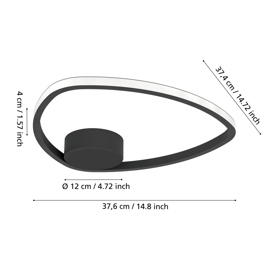 Eglo - Φωτιστικό οροφής LED/9,7W/230V 2700/4000/6500K Ø 37,5 εκ. μαύρο